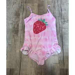 Girls bMagical by Btween Strawberry One Piece Swimsuit Pink Size 12 Ruffle